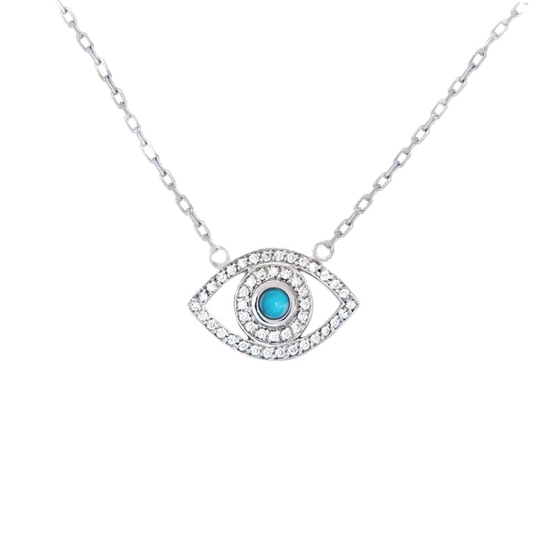 Amazon.com: 1.NO 925 Sterling Silver Evil Eye White Blue CZ Pendant Necklace-Popular  European and American Devil's Eye Blue Eyes with Diamond Neck Chain  Clavicle Chain : Clothing, Shoes & Jewelry