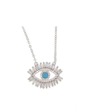 Crystal blue eye necklace silver