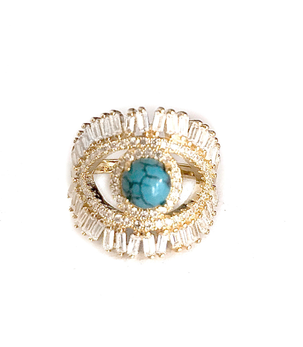 Crystal blue eye ring
