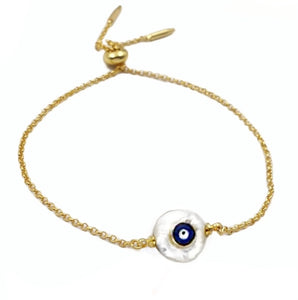 Pearl evil eye bracelet