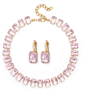 Pastel pink radiant crystal set