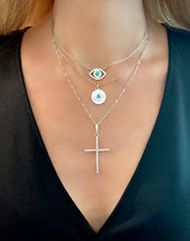 Athena silver evil eye necklace