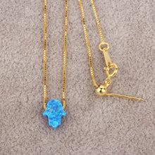 Hamsa blue necklace