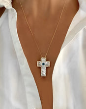 Deluxe evil eye gold cross necklace
