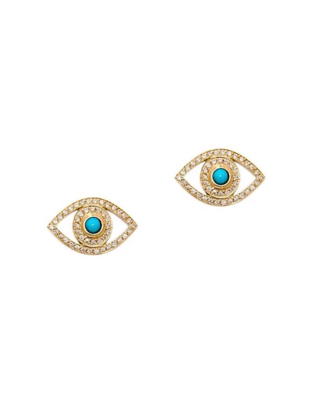 Athena Evil Eye Gold Studs