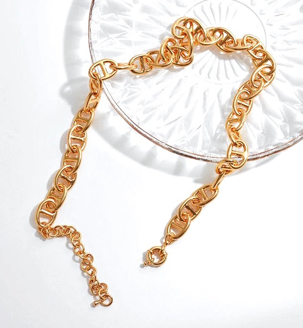 H link gold chain necklace